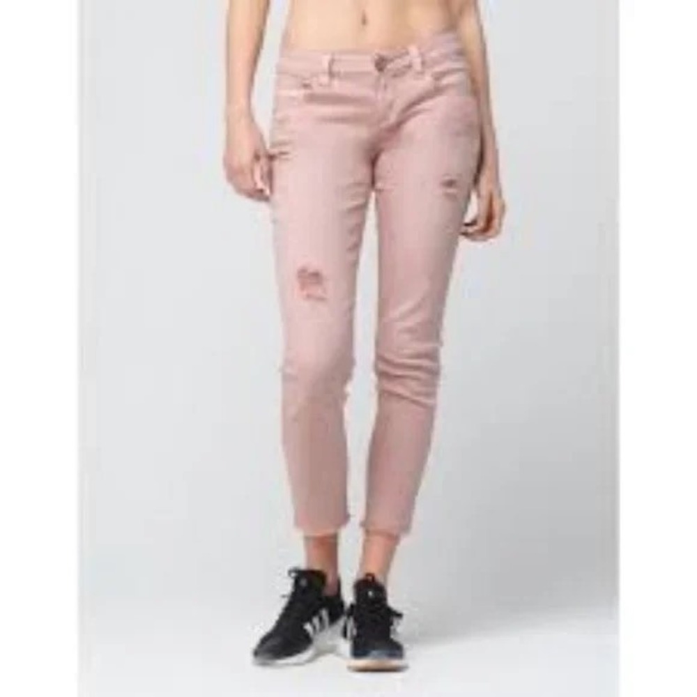 RSQ Women Blush Pink Baja Ankle Frayed Hem Ripped Skinny Jeans Size 0 Distressed